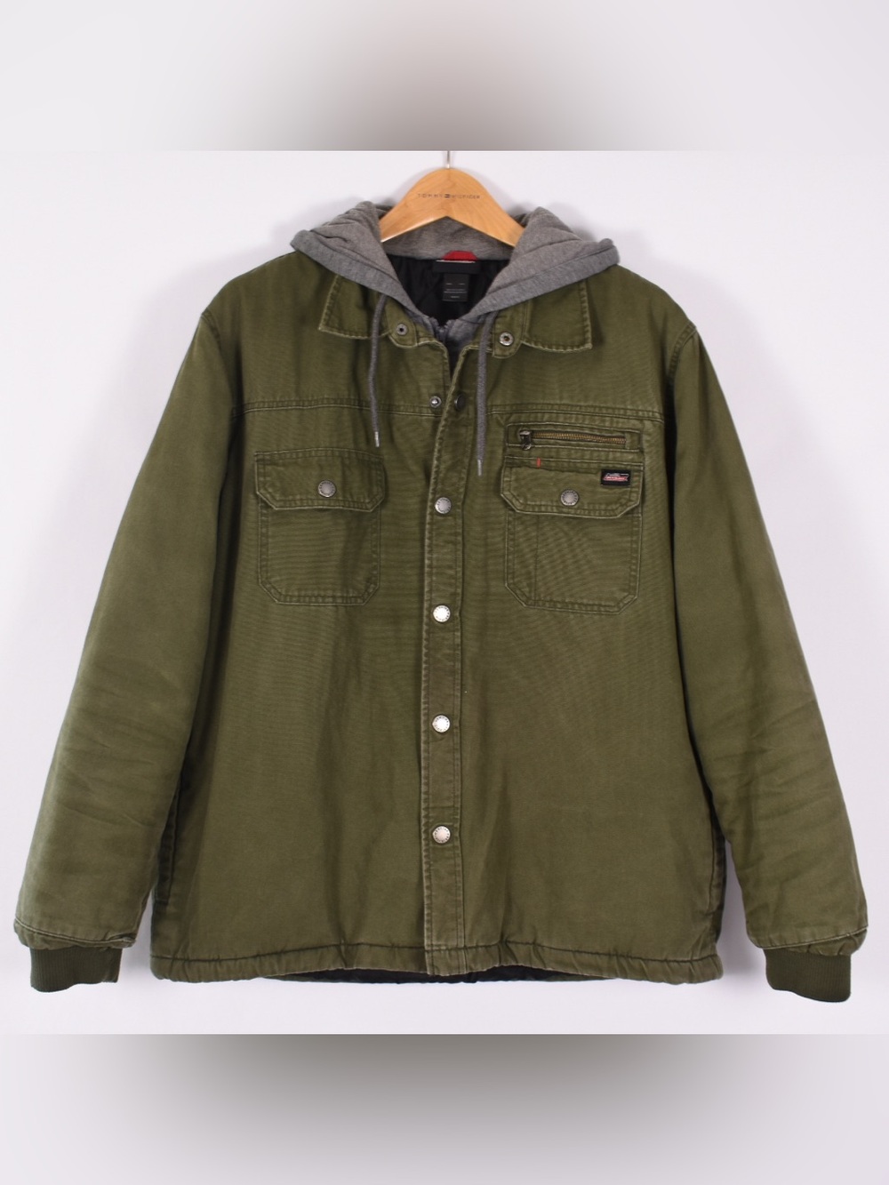 Dickies XL Olive Green Hooded Quilted Workwear Jacket